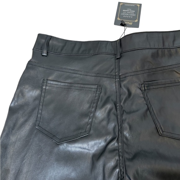 Shinestar Black High Waist Perfect Fit Faux Leather Vegan Skinny Jegging Large - Picture 8 of 11